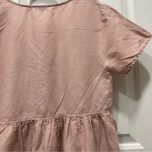 Madewell V-Neck Button Front Linen Blend Minidress in Antique Coral size Small - Picture 7 of 8